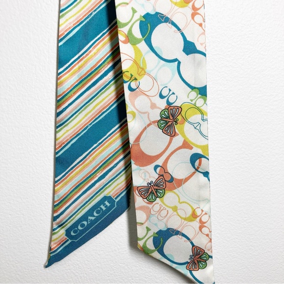 Rare Coach Vintage Limited Edition Multicolored Butterfly Reversible Silk Scarf - Picture 2 of 8